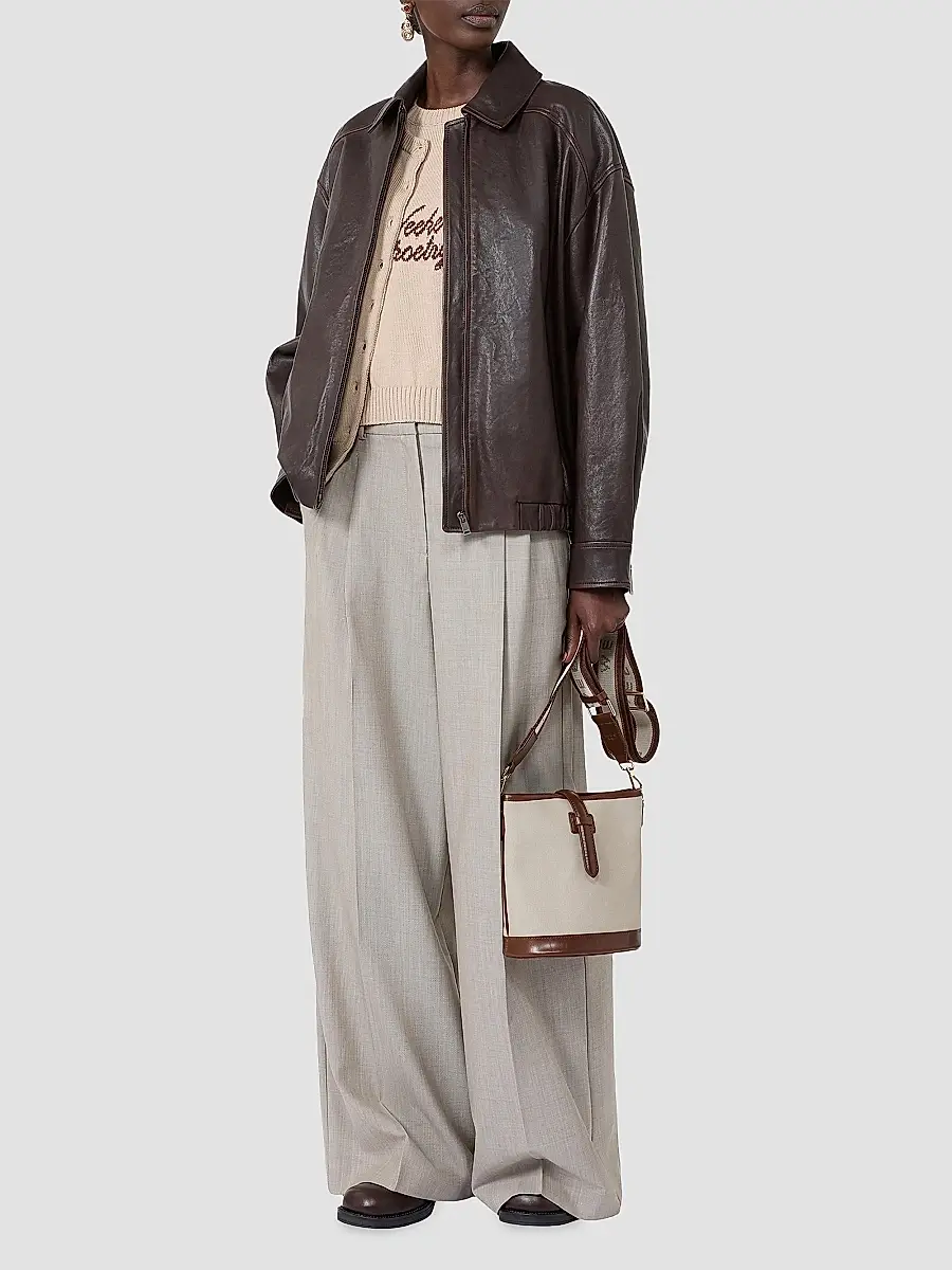 Weekend Max Mara Women's Nappa Leather Bomber Jacket | Thumbnail 2 Weekend Max Mara Women's Nappa Leather Bomber Jacket | Thumbnail 2