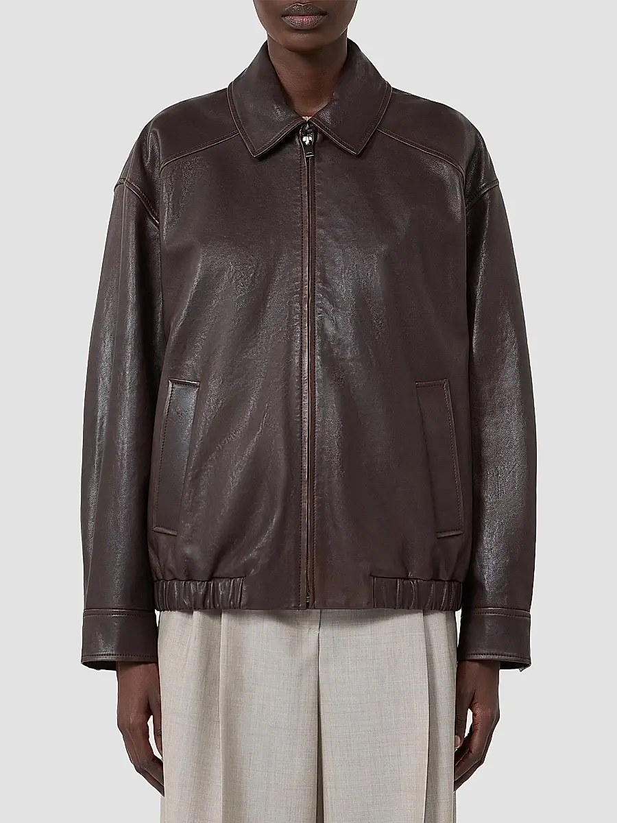 Weekend Max Mara Women's Nappa Leather Bomber Jacket | Thumbnail 3 Weekend Max Mara Women's Nappa Leather Bomber Jacket | Thumbnail 3