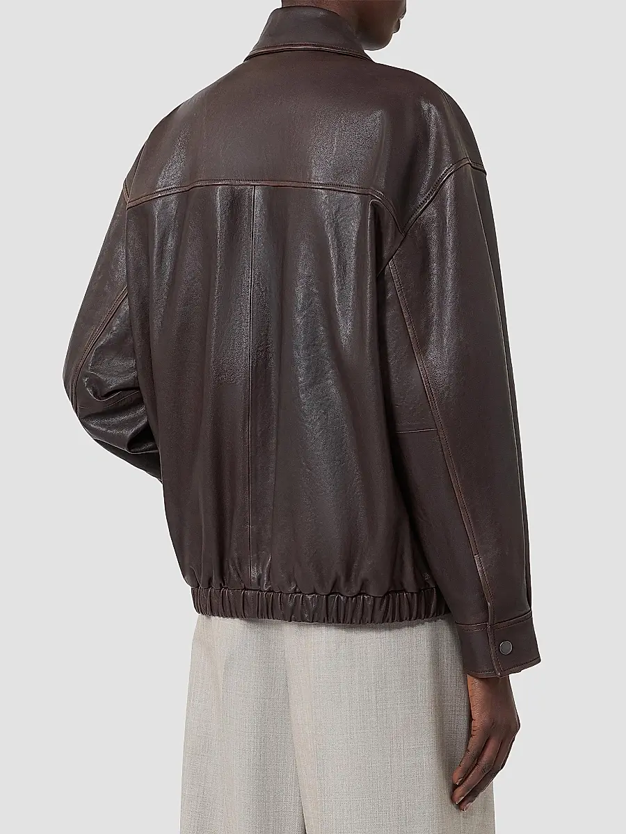 Weekend Max Mara Women's Nappa Leather Bomber Jacket | Thumbnail 4 Weekend Max Mara Women's Nappa Leather Bomber Jacket | Thumbnail 4
