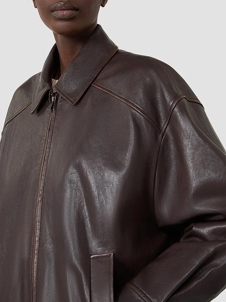 Weekend Max Mara Women's Nappa Leather Bomber Jacket | Thumbnail 6 Weekend Max Mara Women's Nappa Leather Bomber Jacket | Thumbnail 6