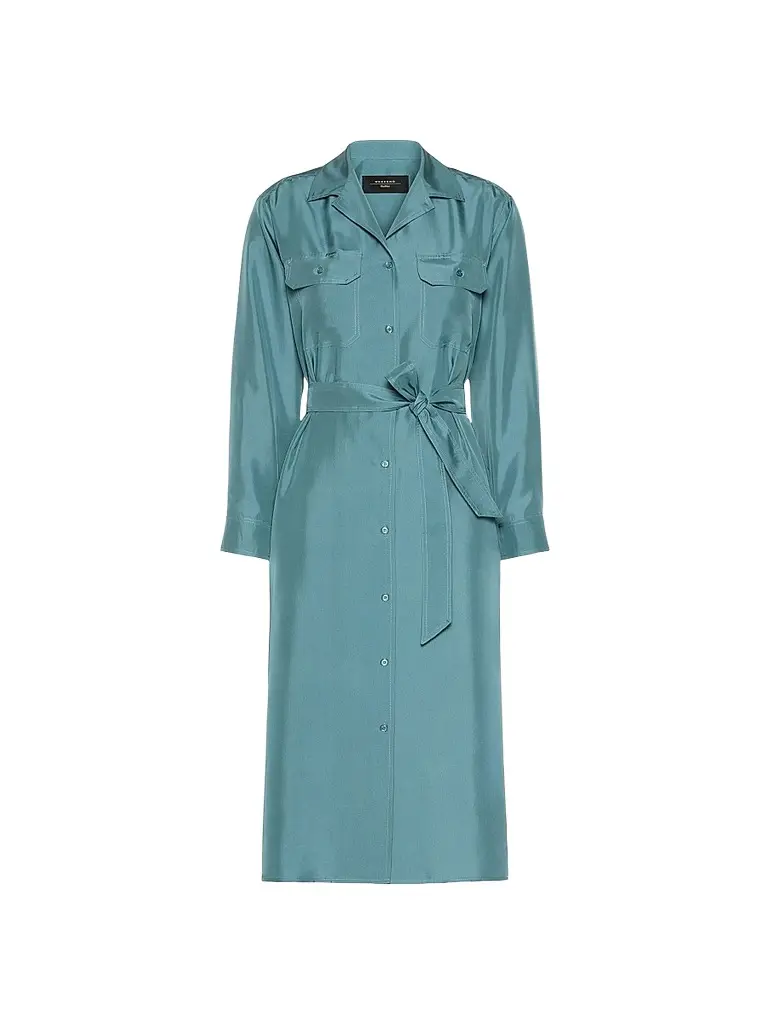 Weekend Max Mara Women's Silk Shirt Dress - Blue | Image 1 Weekend Max Mara Women's Silk Shirt Dress - Blue | Image 1