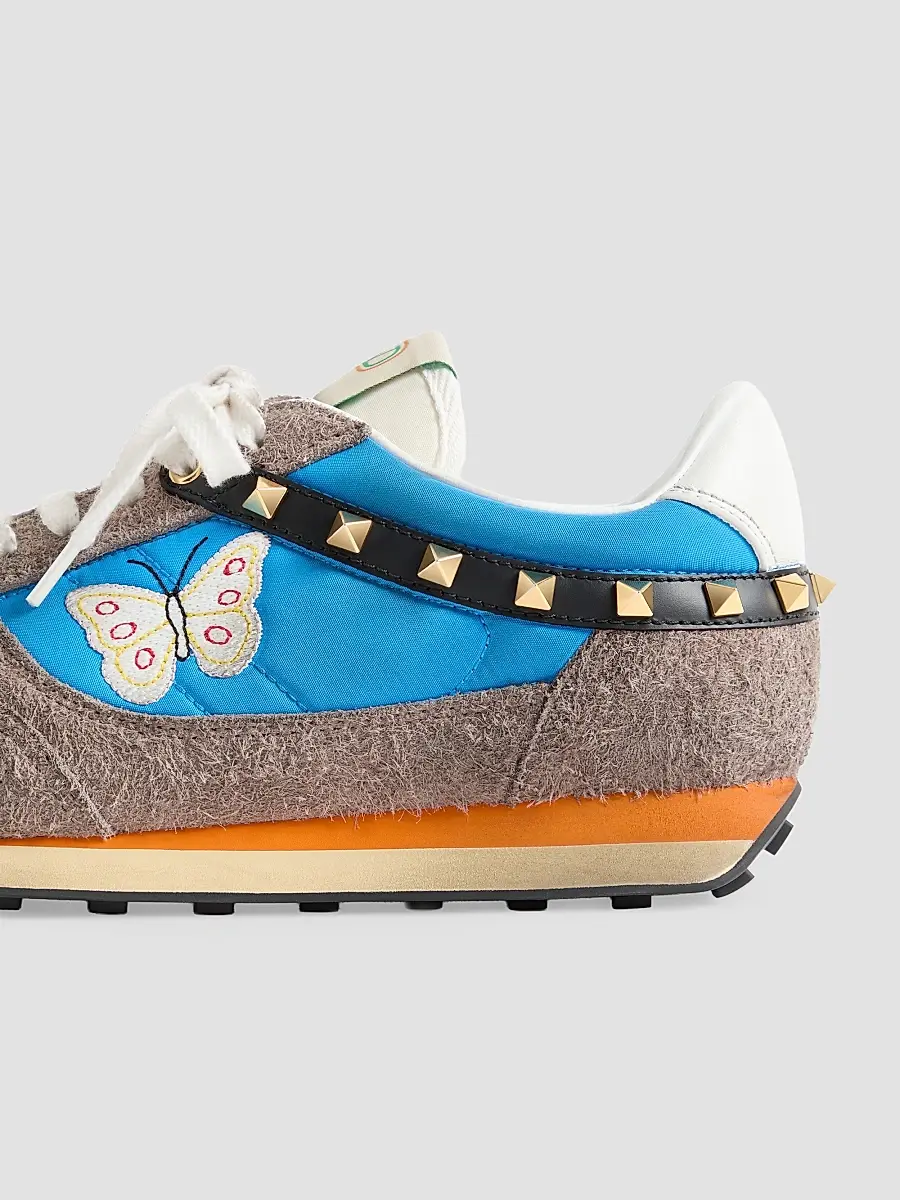 Valentino Men's Stud Up Sneakers in Split Leather and Nylon with Butterfly Embroidery | Thumbnail 5
