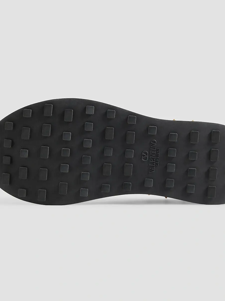 Valentino Men's Stud Up Sneakers in Split Leather and Nylon with Butterfly Embroidery | Thumbnail 6