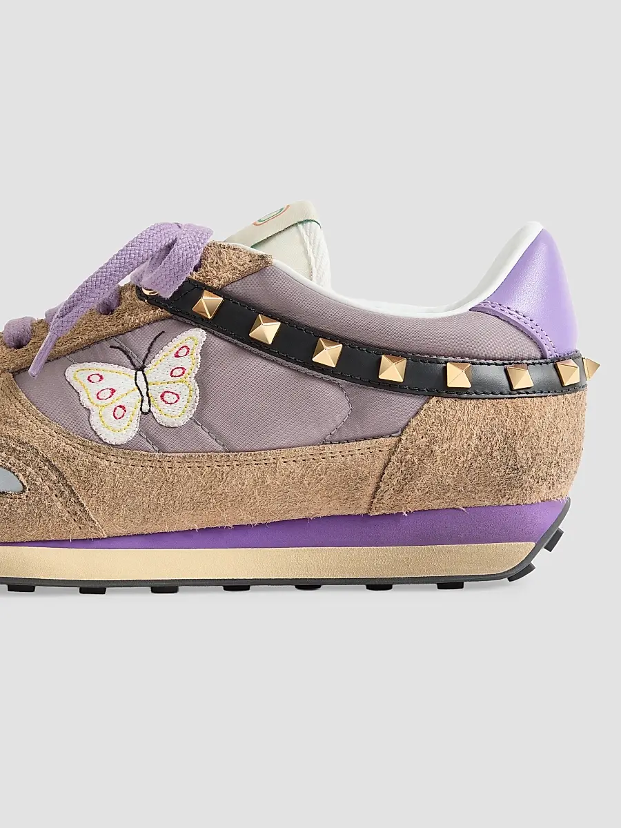 Valentino Men's Stud Up Sneakers in Split Leather and Nylon with Butterfly Embroidery | Thumbnail 5