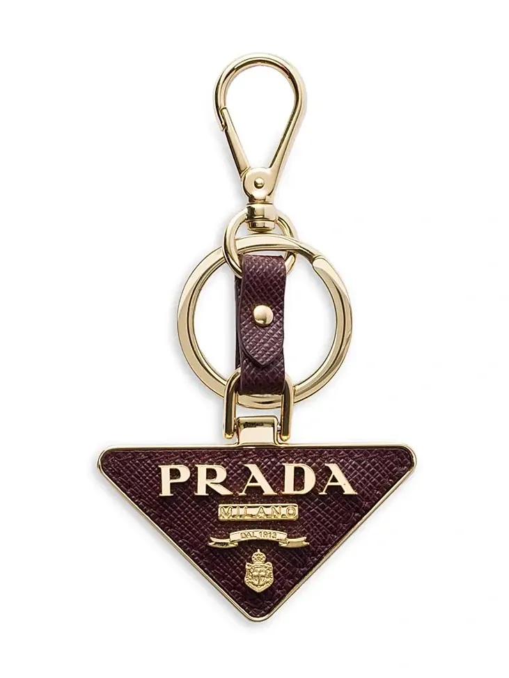 Men's Saffiano Leather and Metal Keychain - Dark Red Men's Saffiano Leather and Metal Keychain - Dark Red