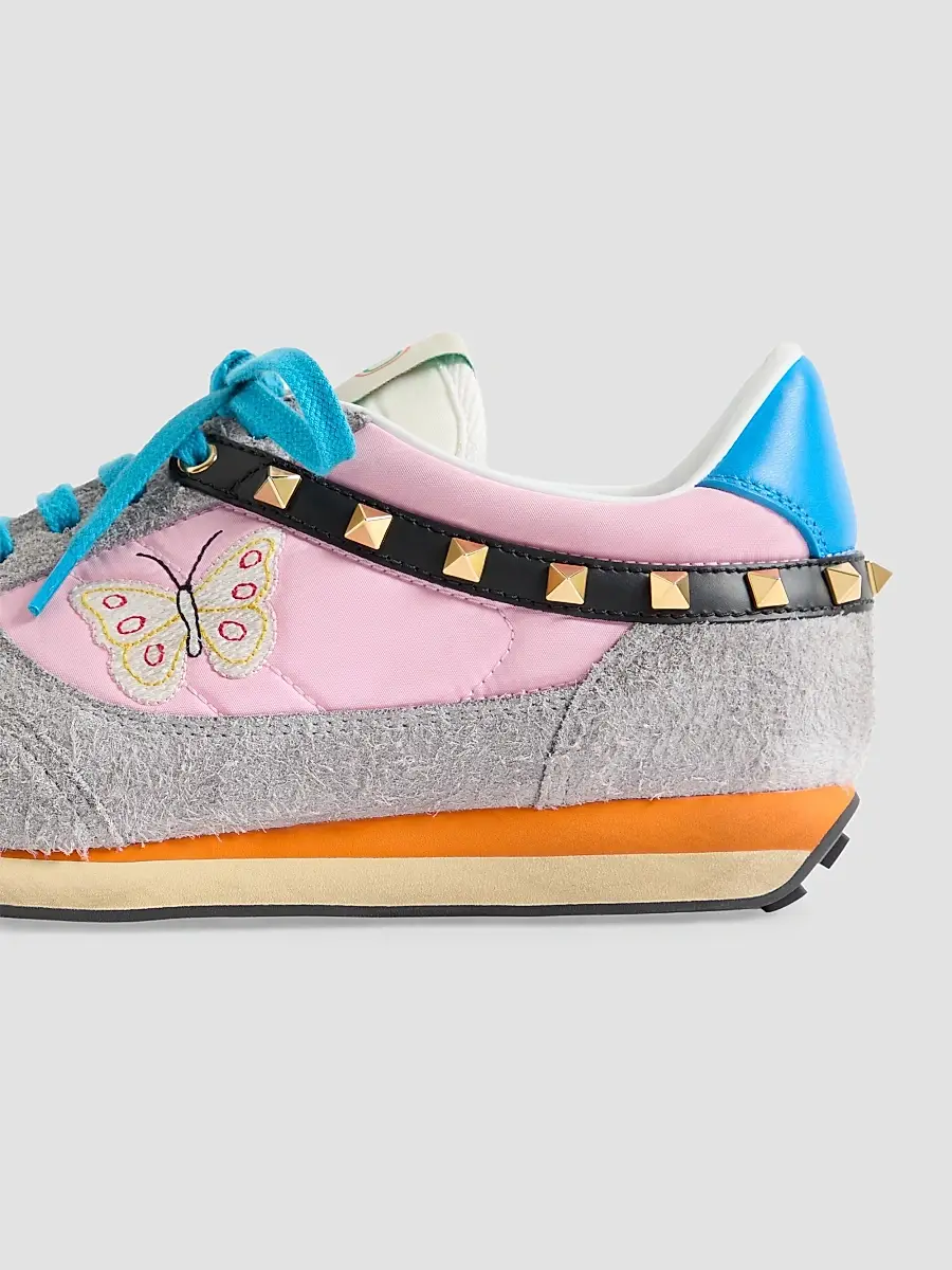 Valentino Men's Stud Up Sneakers in Split Leather and Nylon with Butterfly Embroidery | Thumbnail 5