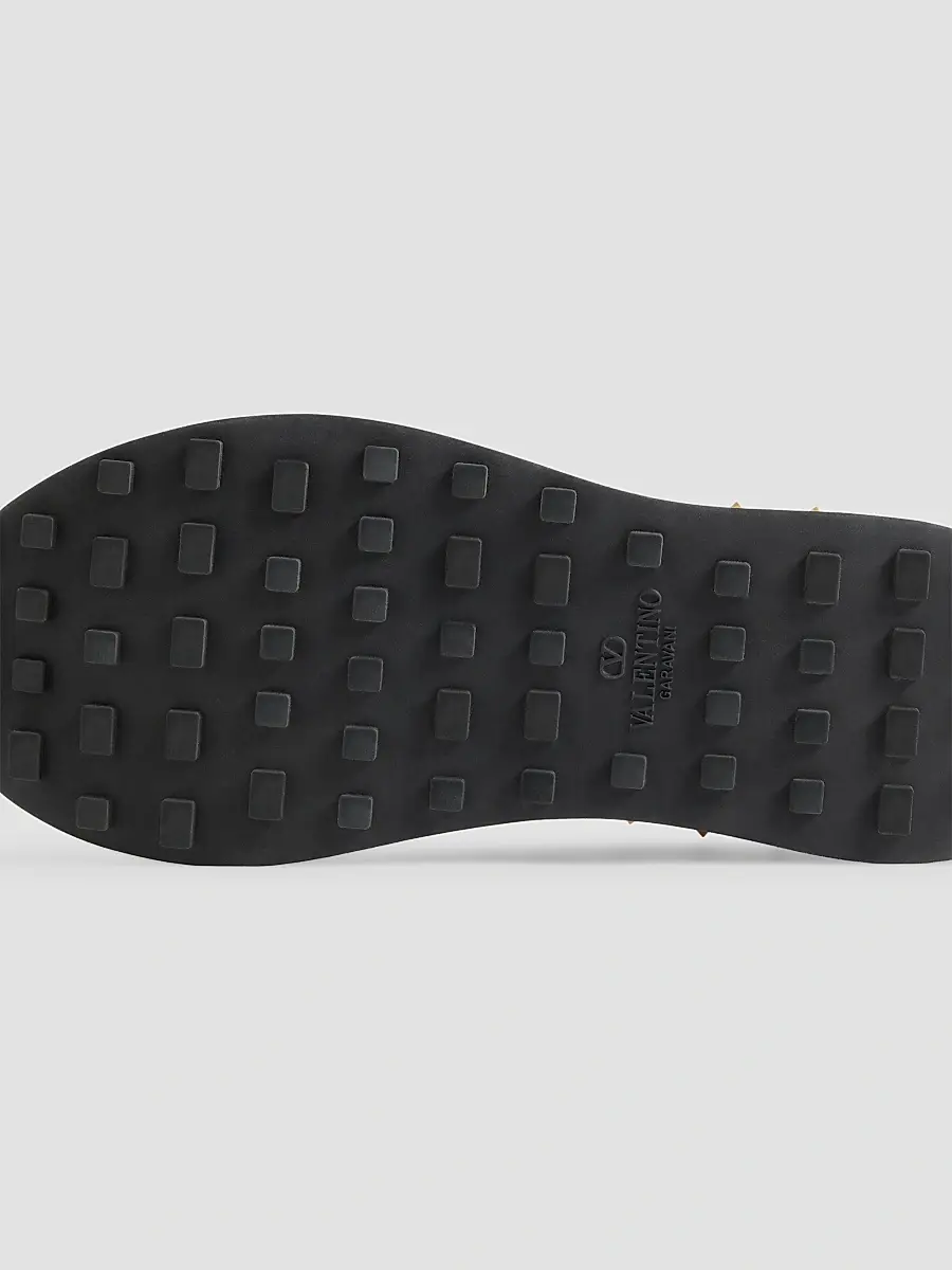 Valentino Men's Stud Up Sneakers in Split Leather and Nylon with Butterfly Embroidery | Thumbnail 6