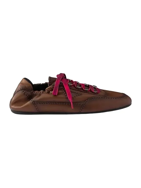 Men's Collapse Antiqued Nappa Leather Sneakers with Hooks - Brown Men's Collapse Antiqued Nappa Leather Sneakers with Hooks - Brown
