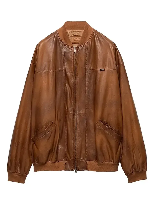 Men's Oversized Nappa Leather Bomber Jacket