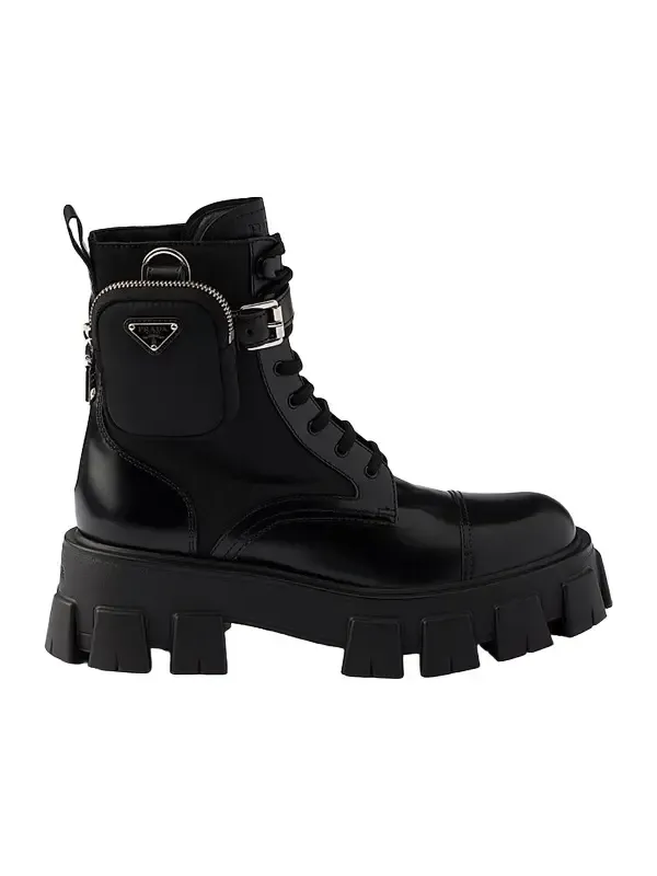 Women's Monolith Leather and Re-Nylon Boots with Pouch - Black Women's Monolith Leather and Re-Nylon Boots with Pouch - Black