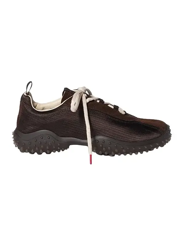 Miu Miu Women's Bubble Technical Fabric and Suede Sneakers - Brown