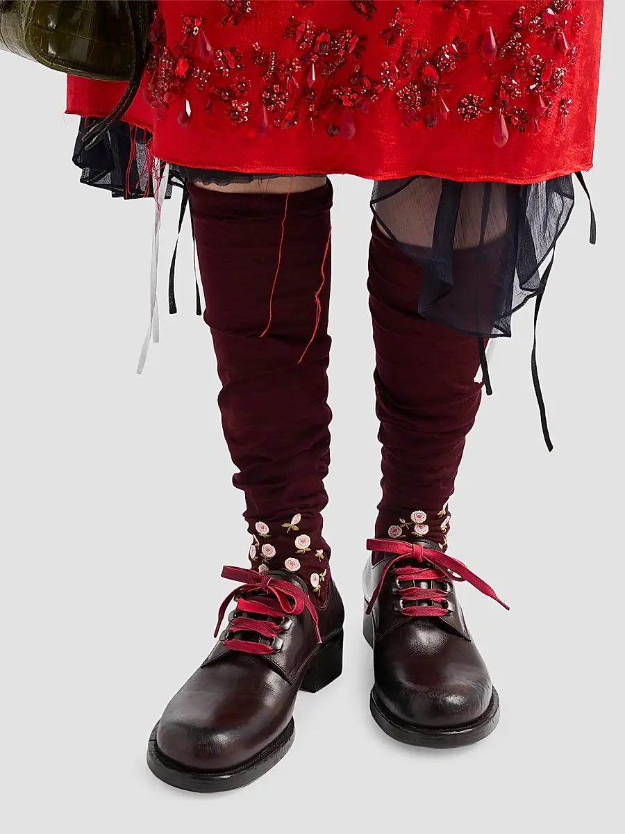 Prada Women's Embroidered Over the Knee Cotton Socks | Thumbnail 2