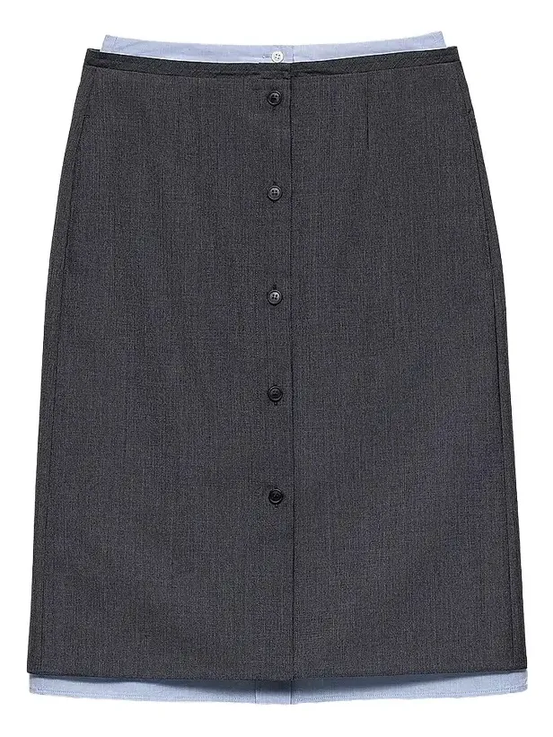 Women's Light Mohair and Chambray Skirt - Grey Women's Light Mohair and Chambray Skirt - Grey
