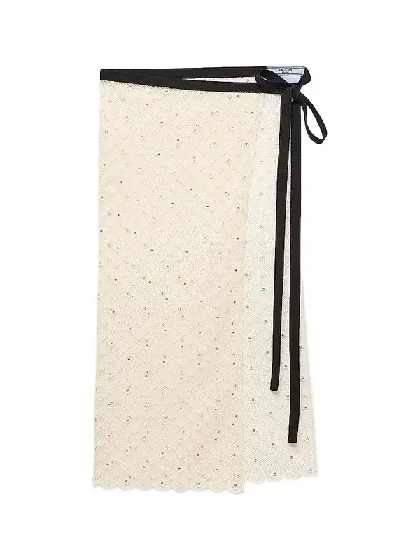 Prada Women's Embroidered Lace Skirt