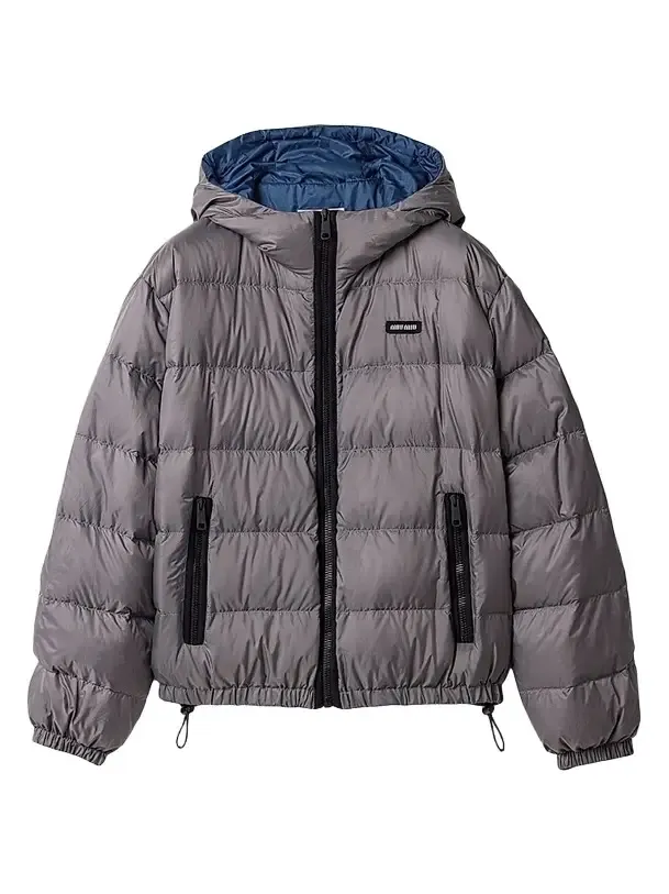 Miu Miu Women's Light Pongé Down Hoodie Jacket