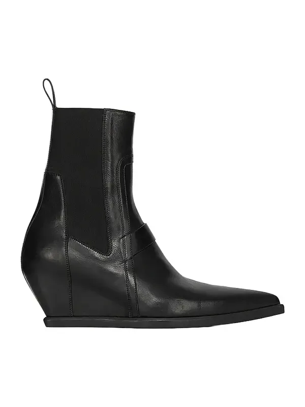 Men's Point Toe Leather Wedge-Heel Ankle Boots Men's Point Toe Leather Wedge-Heel Ankle Boots