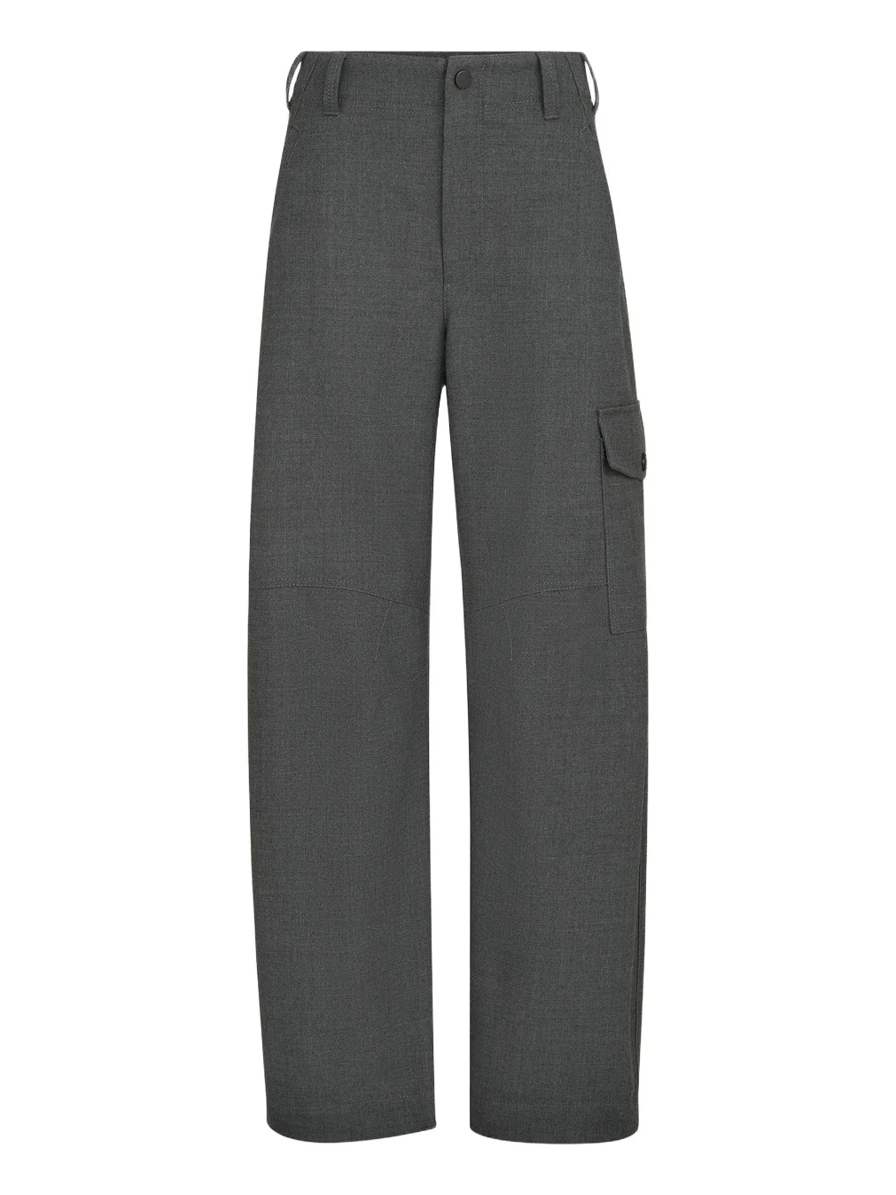 Women's Virgin Wool Twill Cargo Barrel Trousers with Monili - Dark Grey Women's Virgin Wool Twill Cargo Barrel Trousers with Monili - Dark Grey