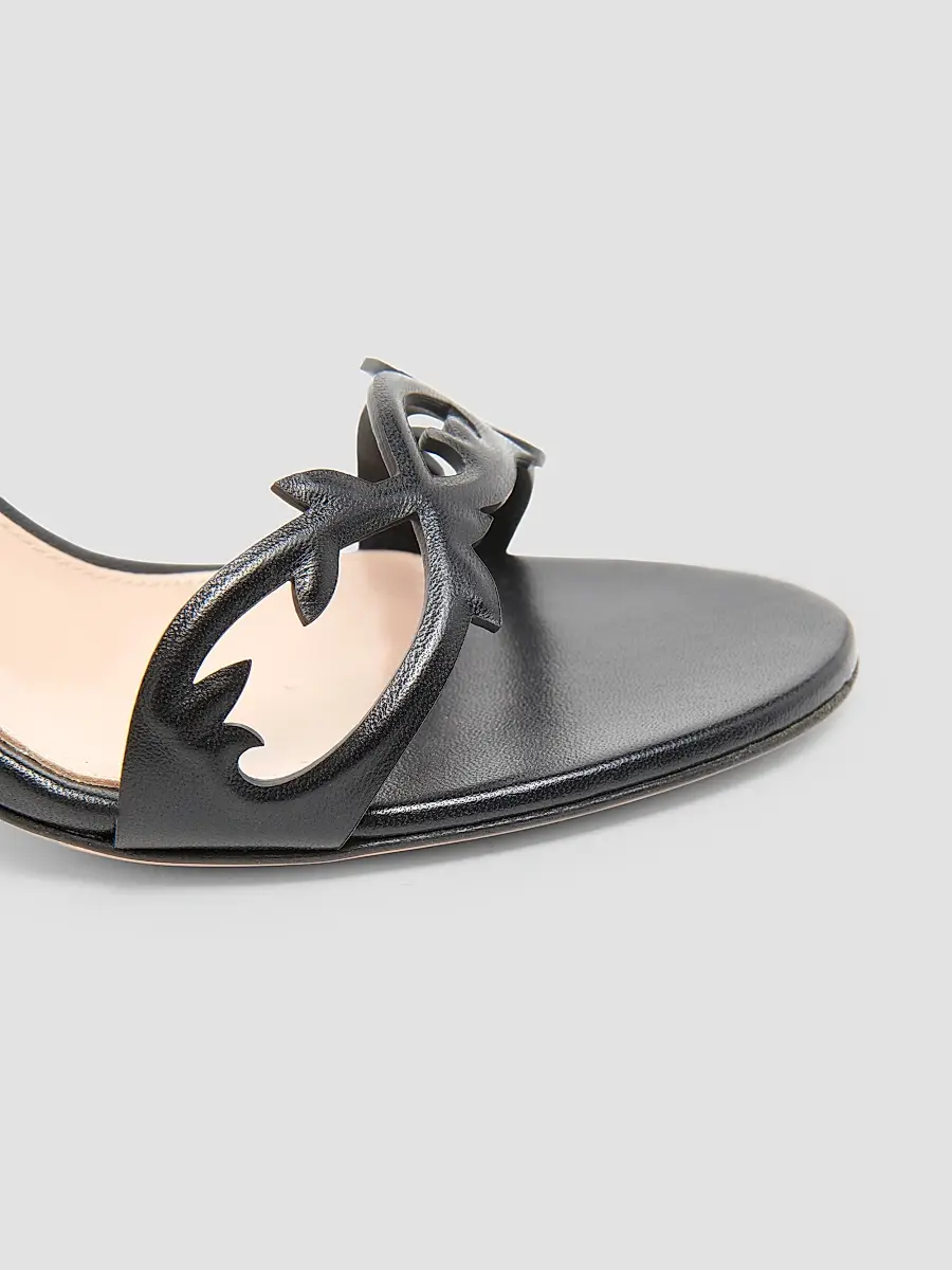Gianvito Rossi Women's 95MM Laser-Cut Leather Stiletto Sandals | Thumbnail 3