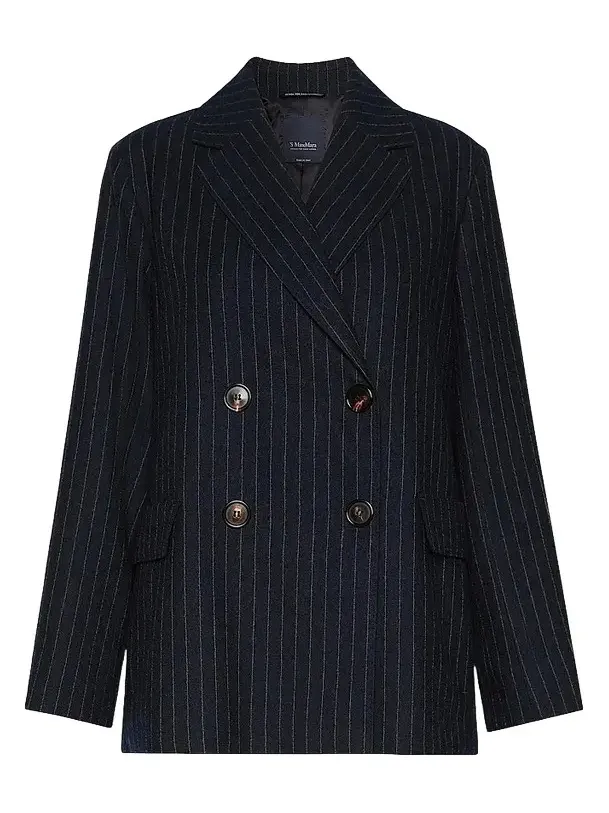 Women's Double Breasted Pinstripe Wool Jacket Women's Double Breasted Pinstripe Wool Jacket
