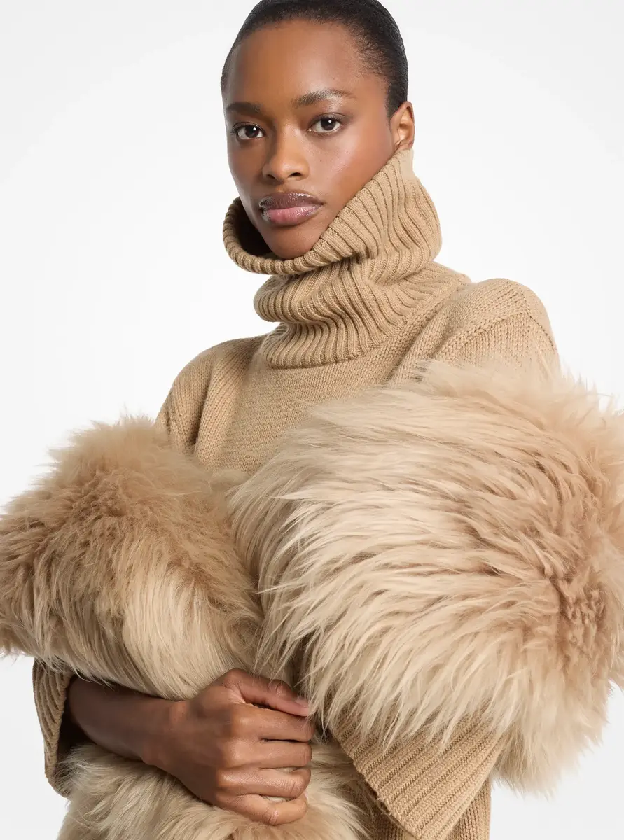 Michael Kors Collection Shearling Stole in Natural - One Size by Michael Kors Collection | Thumbnail 3 Michael Kors Collection Shearling Stole in Natural - One Size by Michael Kors Collection | Thumbnail 3