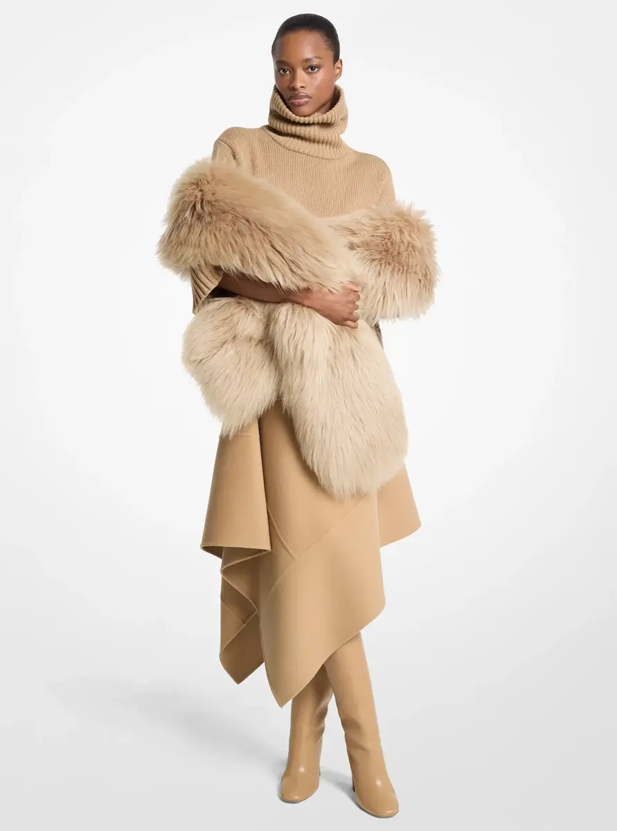 Michael Kors Collection Shearling Stole in Natural - One Size by Michael Kors Collection | Thumbnail 4 Michael Kors Collection Shearling Stole in Natural - One Size by Michael Kors Collection | Thumbnail 4