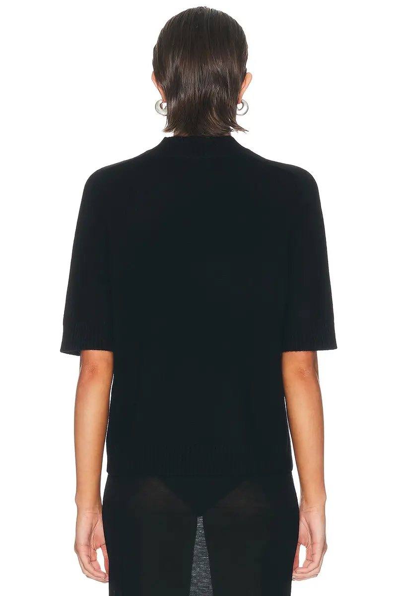 Loulou de Saison Ruth High-Neck Short Saddle-Sleeve Top | Thumbnail 3