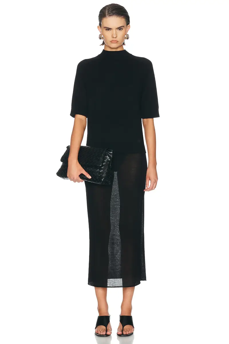 Loulou de Saison Ruth High-Neck Short Saddle-Sleeve Top | Thumbnail 4