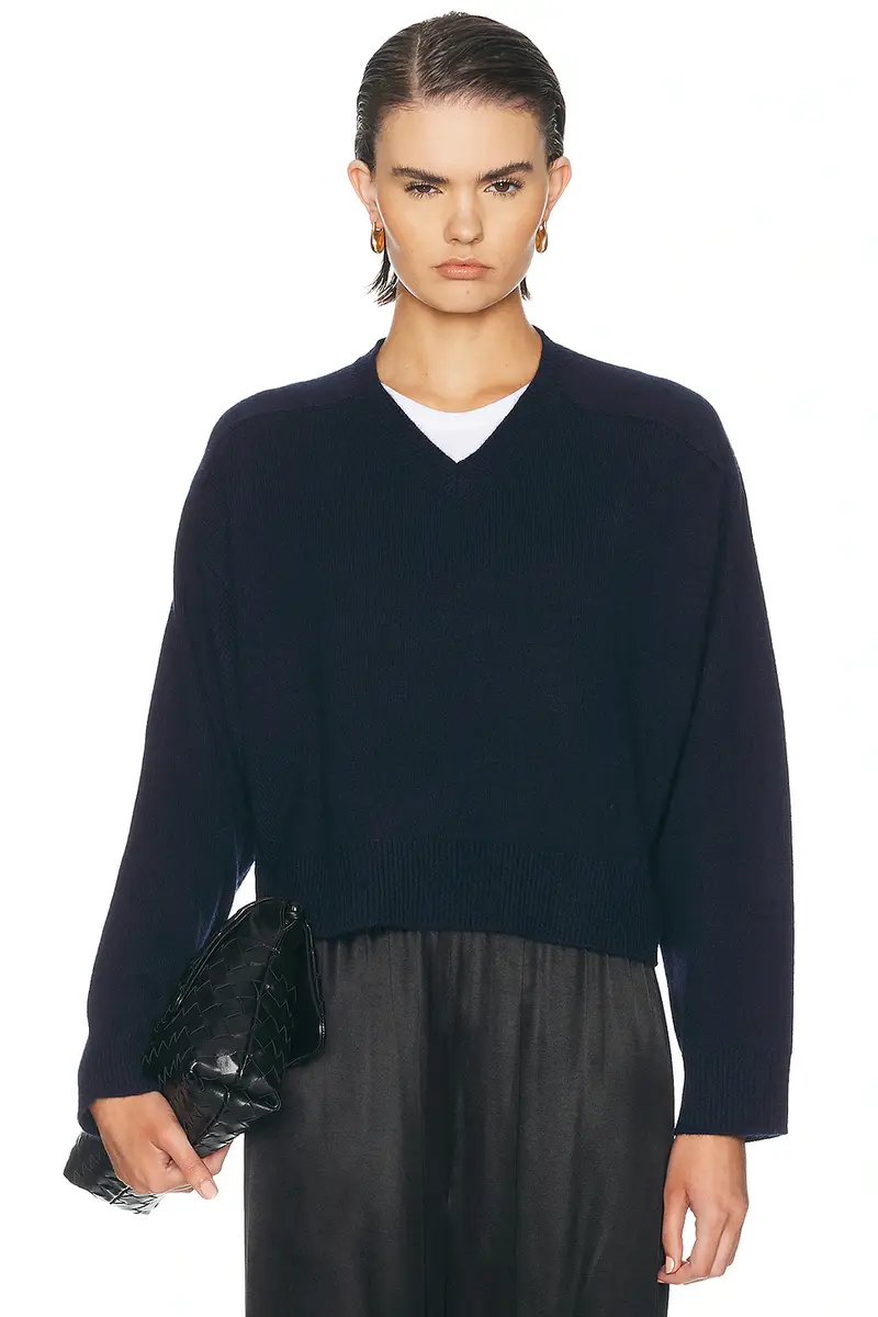 Loulou de Saison Anzor V-Neck Saddle-Sleeve Sweater | Image 1 Loulou de Saison Anzor V-Neck Saddle-Sleeve Sweater | Image 1