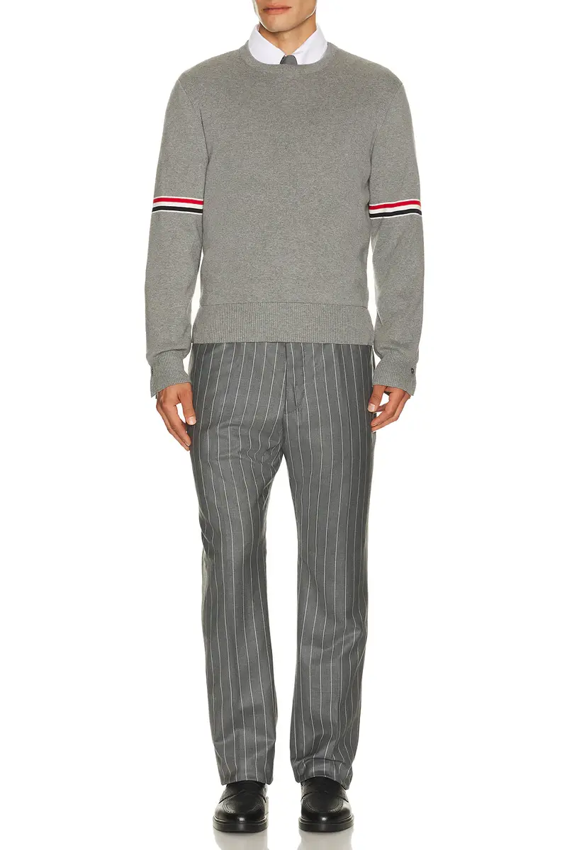 Thom Browne Fit 1 Backstrap Wool Flannel Chalk Stripe Trouser | Thumbnail 4