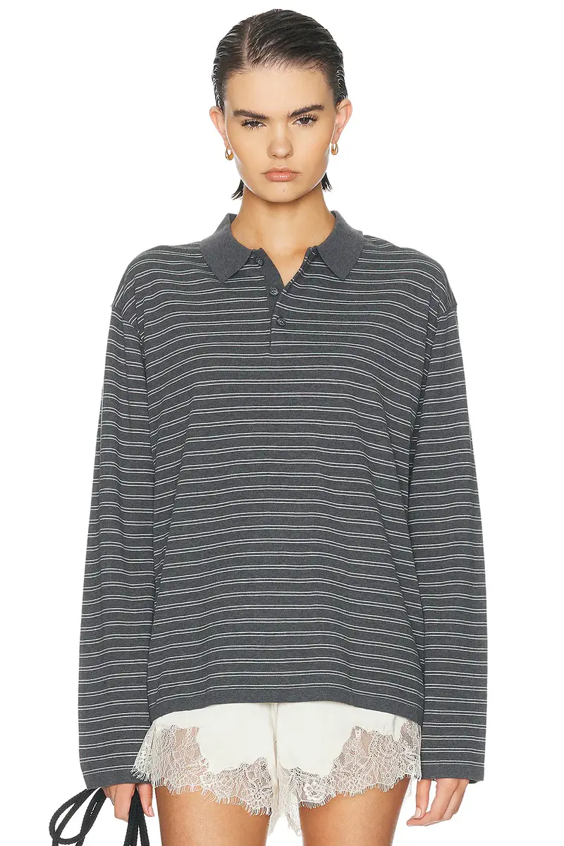 Nili Lotan Foley Stripe Polo Sweater | Image 1 Nili Lotan Foley Stripe Polo Sweater | Image 1