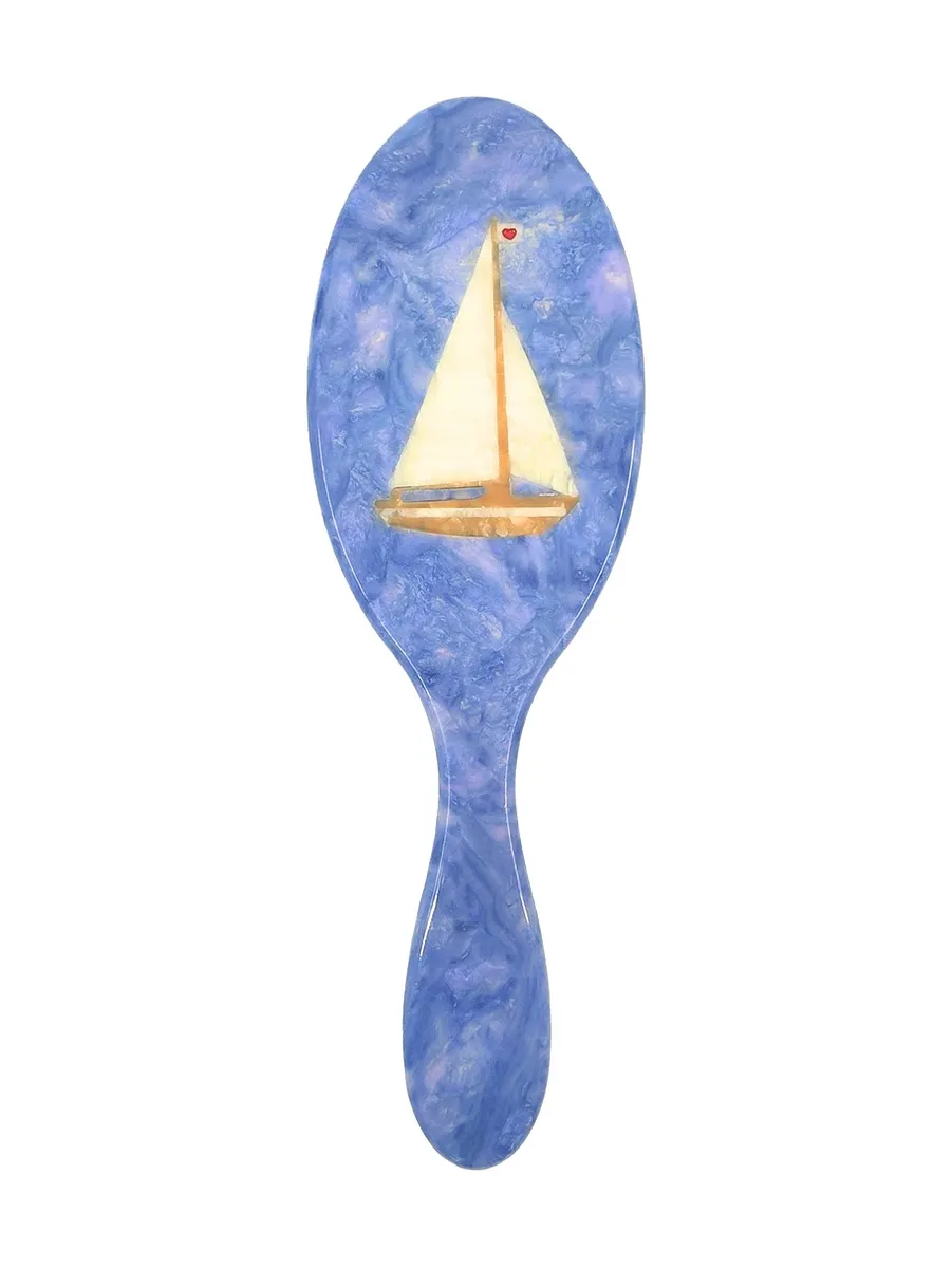 Solar Eclipse Hand-painted Sail Boat Amazing Hair Day Brush