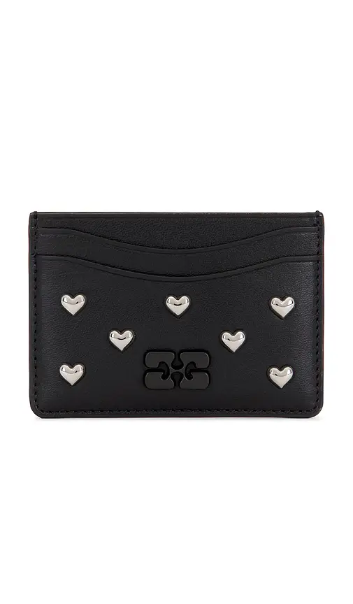 Ganni Bou Card Holder Hearts Studs