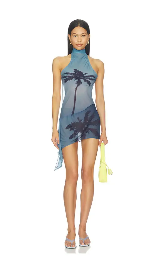 1XBLUE Palm Twist Back Mini Dress | Image 1 1XBLUE Palm Twist Back Mini Dress | Image 1