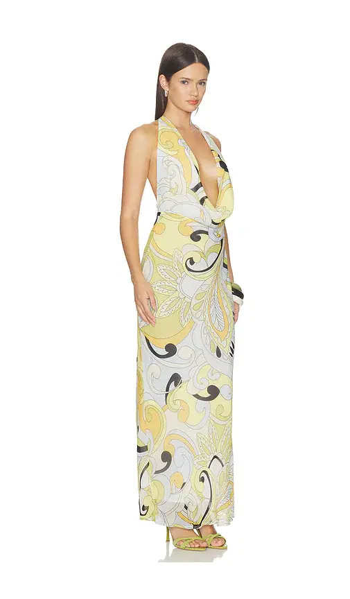Runaway The Label Lexie Low Plunge Halter Maxi Dress | Thumbnail 2