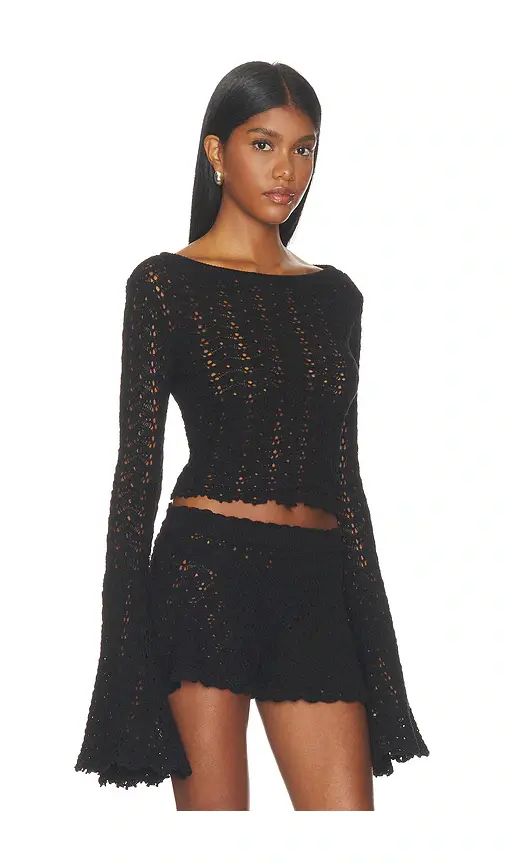 Tularosa Zaylee Boat Neck Open Stitch Mini Sweater | Thumbnail 2 Tularosa Zaylee Boat Neck Open Stitch Mini Sweater | Thumbnail 2