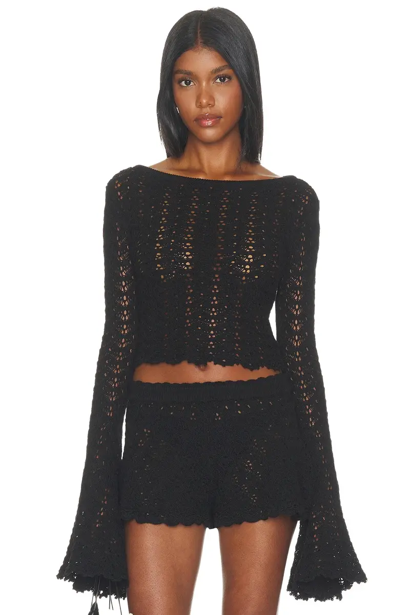 Tularosa Zaylee Boat Neck Open Stitch Mini Sweater