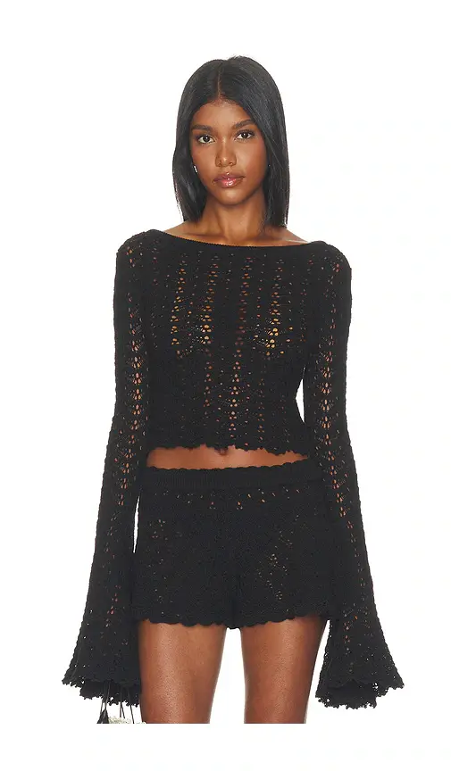 Tularosa Zaylee Boat Neck Open Stitch Mini Sweater