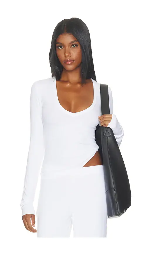 Butter Rib Long Sleeve V-neck Top Butter Rib Long Sleeve V-neck Top