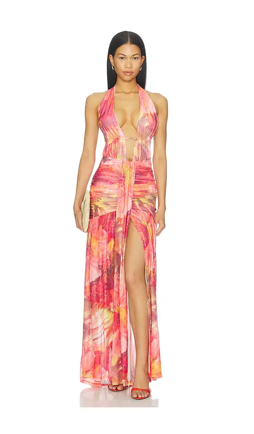 Runaway The Label Adrianna Plunge Ruched Maxi Dress | Image 1 Runaway The Label Adrianna Plunge Ruched Maxi Dress | Image 1