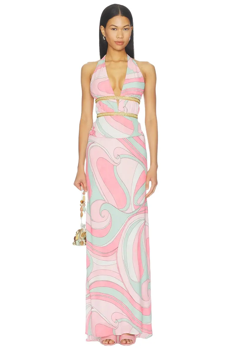 Xylia Halter Low Plunge Maxi Dress Xylia Halter Low Plunge Maxi Dress