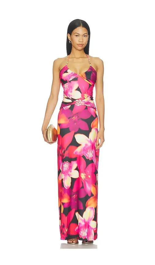 Runaway The Label Nina Ruched Halter Maxi Dress | Image 1 Runaway The Label Nina Ruched Halter Maxi Dress | Image 1