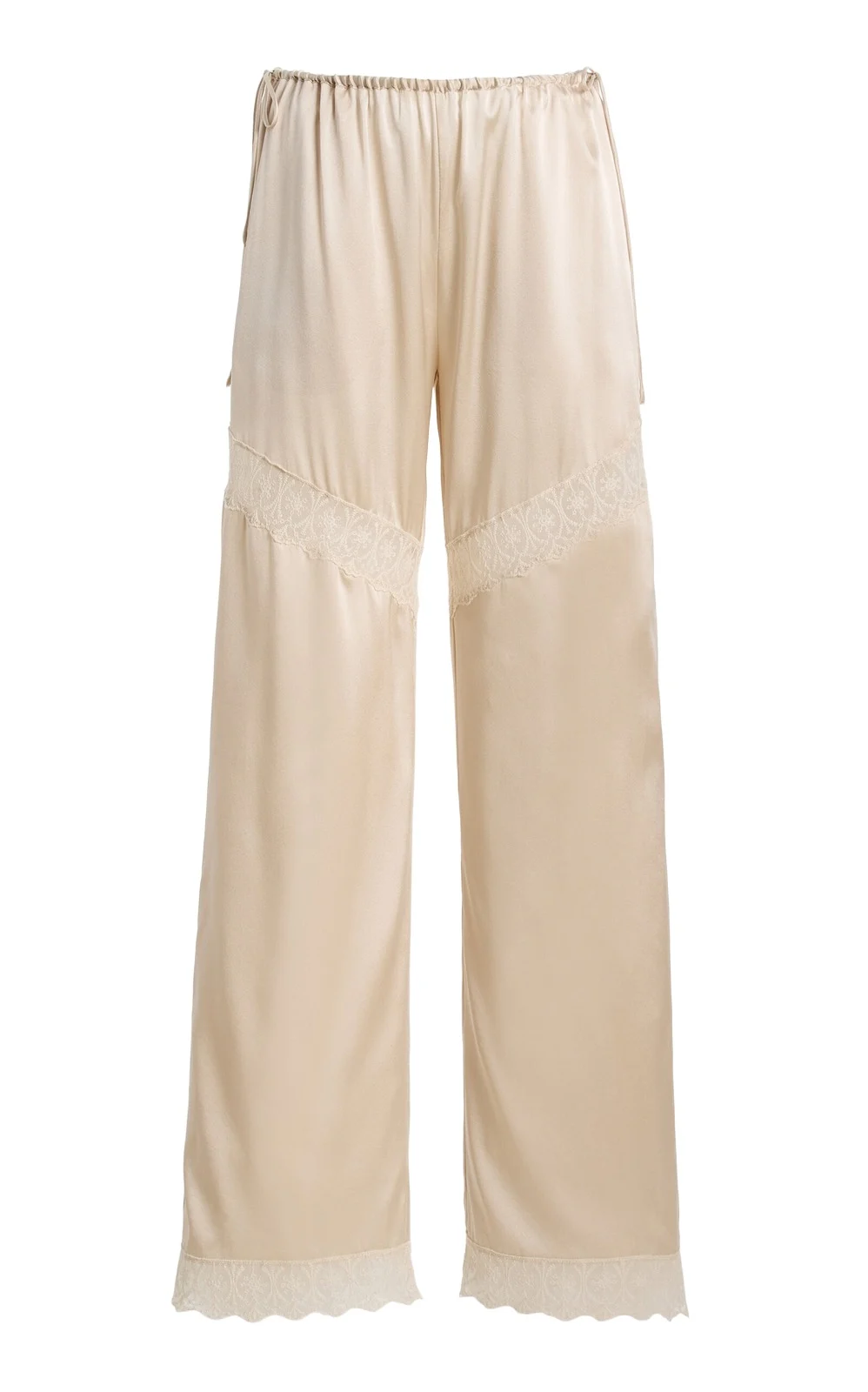 Cata Lace-Trimmed Silk Wide-Leg Pants