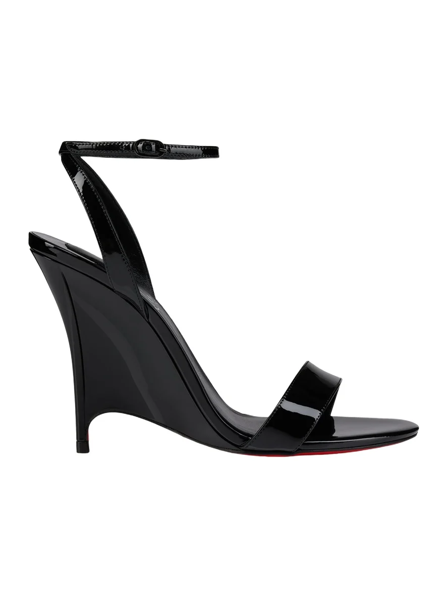 100mm Zeezeenella Patent Leather Wedge Sandals