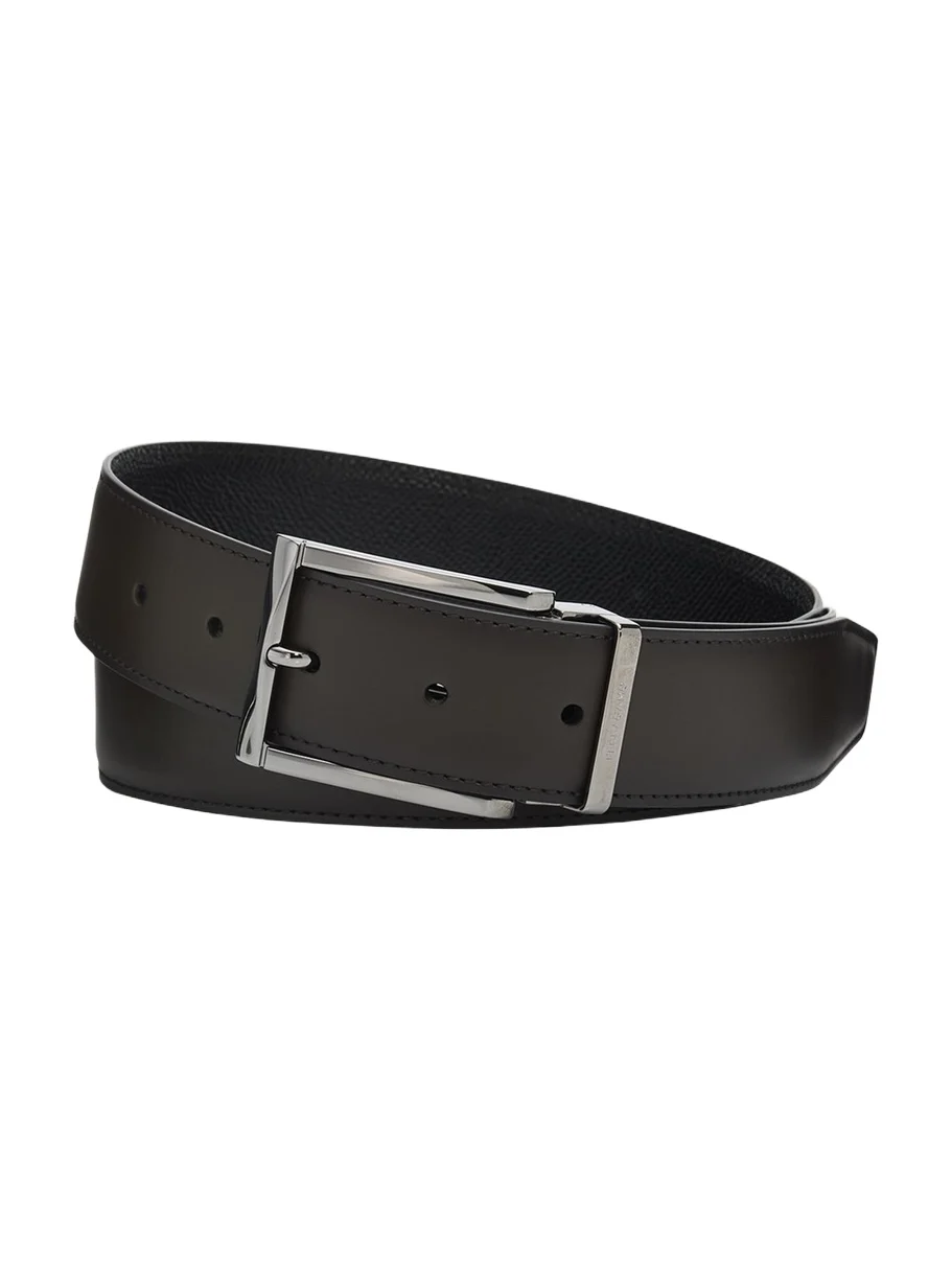 Ferragamo Men's Reversible Double Adjustable Hammered Leather Belt