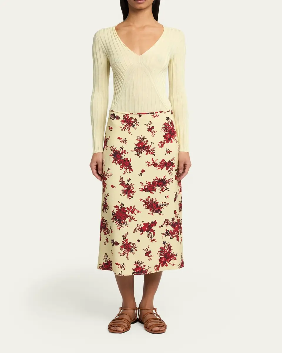 Jil Sander Floral-Print Viscose Midi Skirt | Thumbnail 2 Jil Sander Floral-Print Viscose Midi Skirt | Thumbnail 2