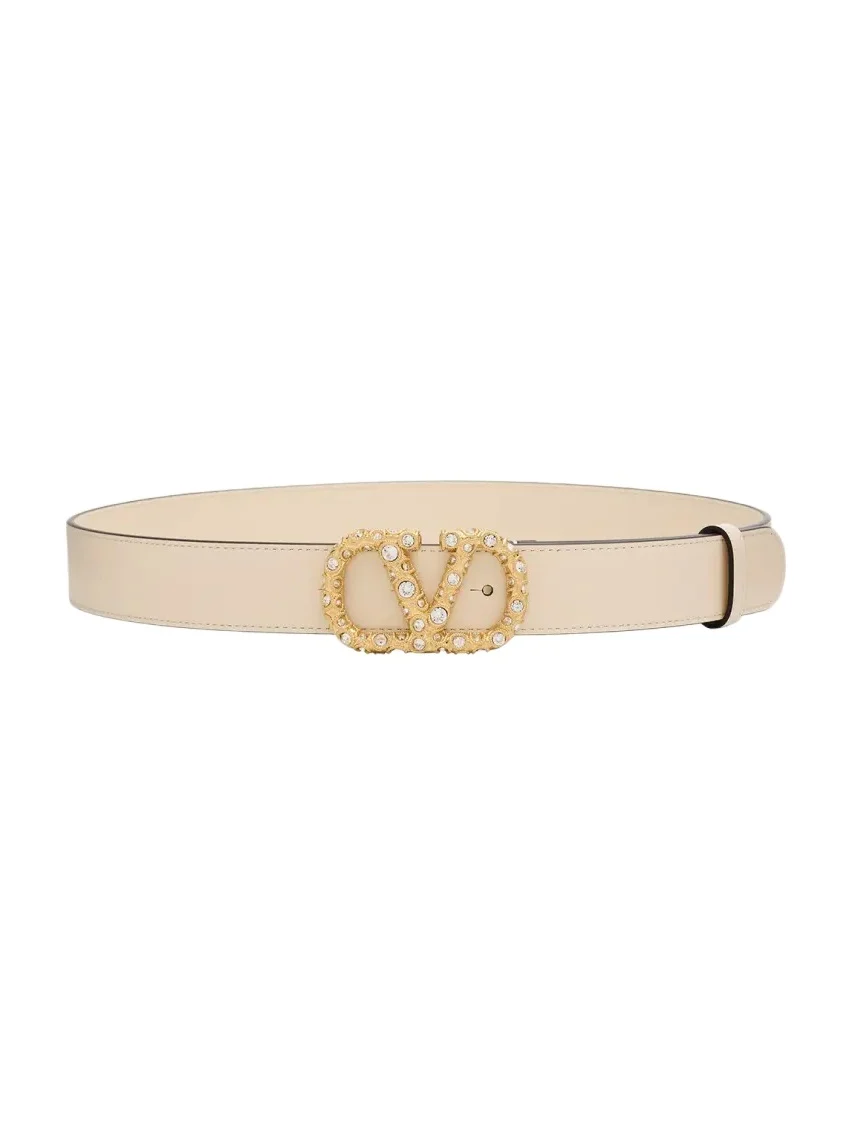 Valentino Garavani VLogo Signature Belt In Shiny Calfskin with Crystals