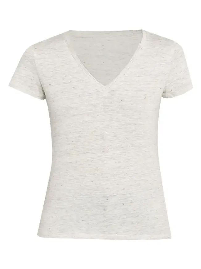 Short-Sleeve Stretch Linen Top