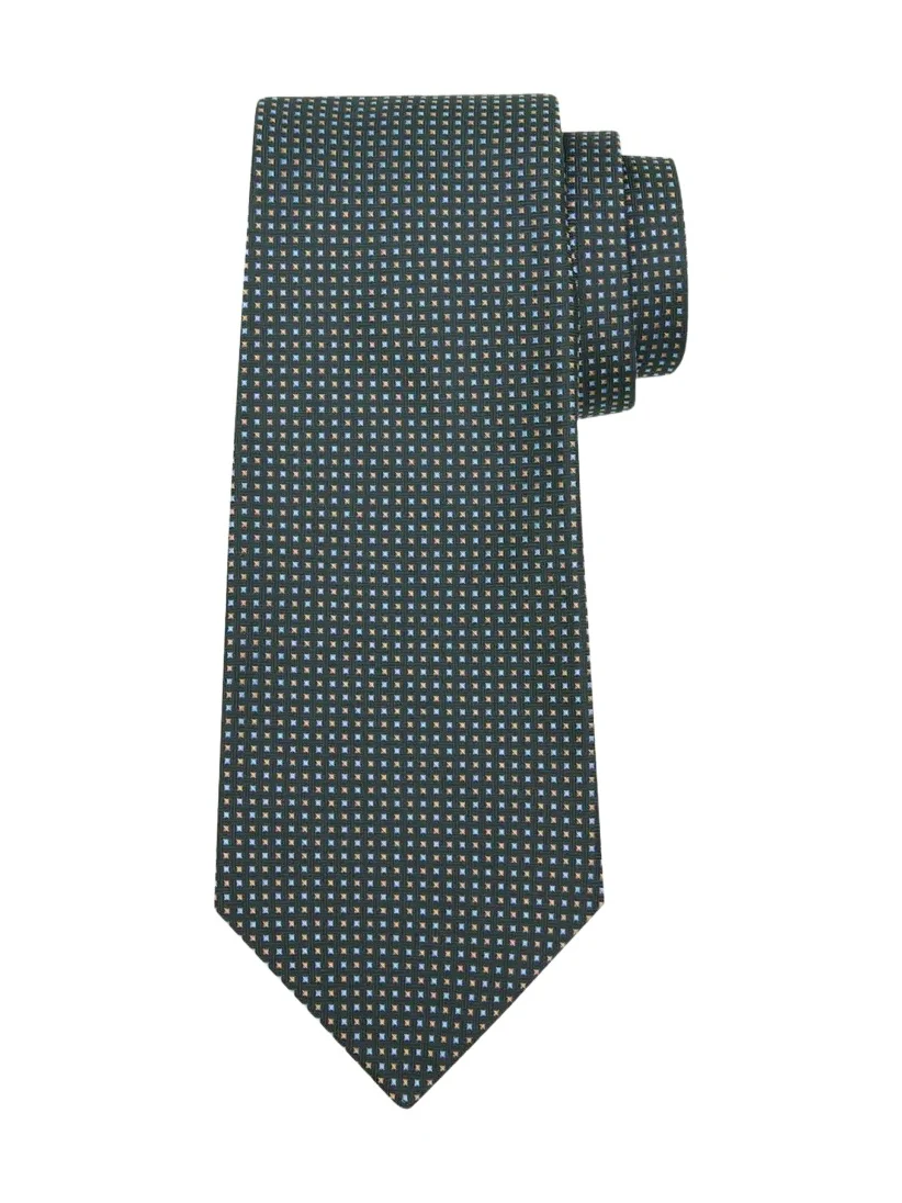 Men's Woven Micro-Geometric Silk Seven-Fold Tie