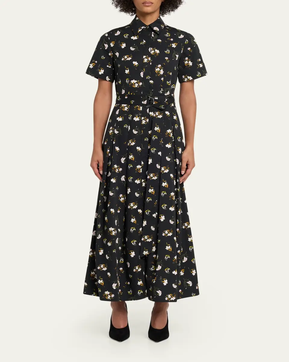 Adam Lippes Leighton Floral-Print Belted Midi Shirtdress | Thumbnail 2 Adam Lippes Leighton Floral-Print Belted Midi Shirtdress | Thumbnail 2