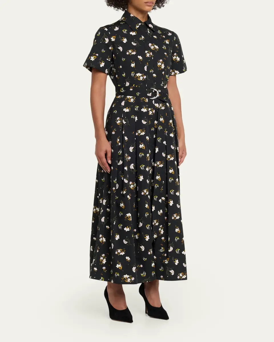 Adam Lippes Leighton Floral-Print Belted Midi Shirtdress | Thumbnail 4 Adam Lippes Leighton Floral-Print Belted Midi Shirtdress | Thumbnail 4
